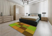 Patterned Pistachio Green Rug in a Bedroom, pat802yw