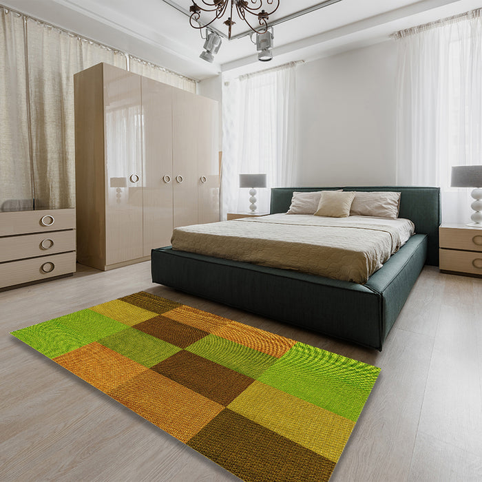 Patterned Pistachio Green Rug in a Bedroom, pat802yw