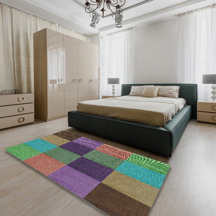 Patterned Green Novelty Rug in a Bedroom, pat802