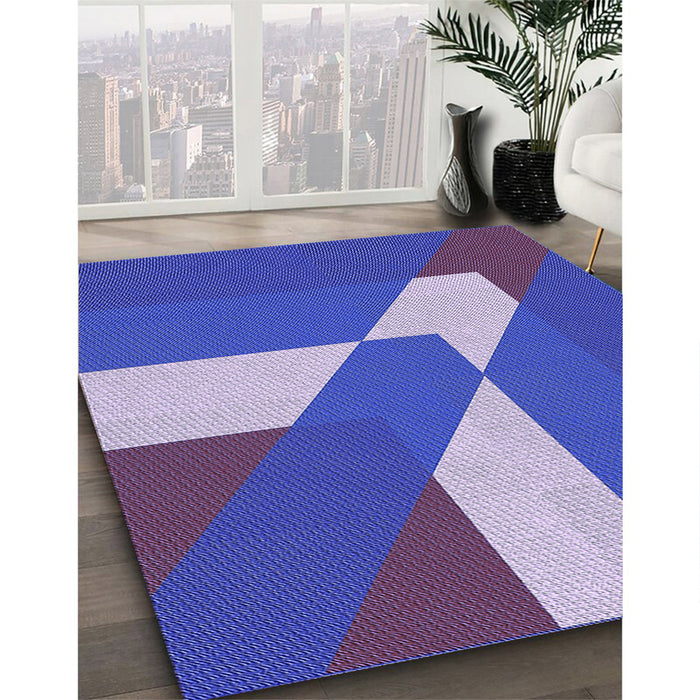 Patterned Light Slate Blue Rug in Family Room, pat803blu