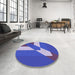 Round Patterned Light Slate Blue Rug in a Office, pat803blu