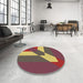 Round Patterned Bronze Brown Rug in a Office, pat803brn