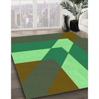 Patterned Army Green Rug, pat803grn