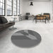 Round Patterned Gunmetal Gray Rug in a Office, pat803gry