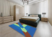 Patterned Sapphire Blue Rug in a Bedroom, pat803lblu