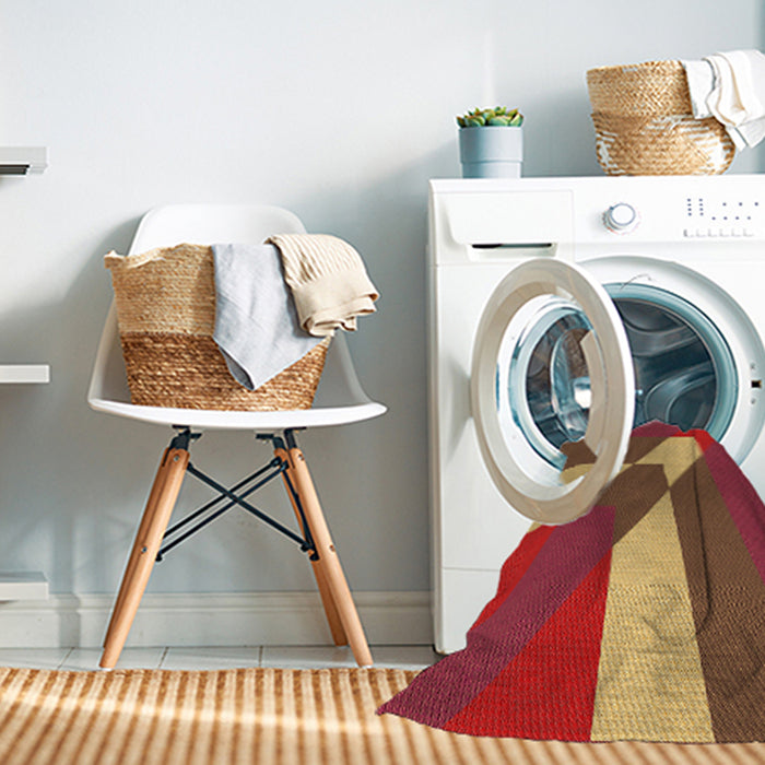 Machine Washable Transitional Red Rug in a Washing Machine, wshpat803org