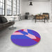 Round Patterned Purple Rug in a Office, pat803pur