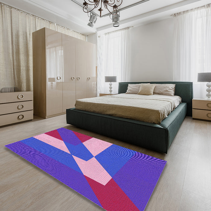 Patterned Purple Rug in a Bedroom, pat803pur