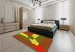 Patterned Red Rug in a Bedroom, pat803yw