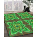 Patterned Neon Green Rug in Family Room, pat804grn