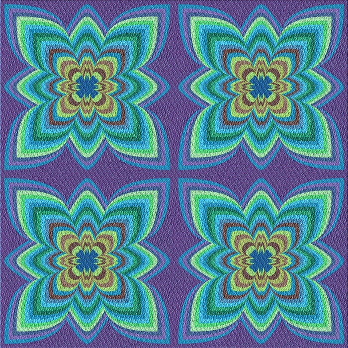 Round Patterned Deep Periwinkle Purple Rug, pat804lblu