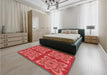 Patterned Red Rug in a Bedroom, pat804rd