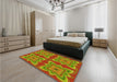 Patterned Pistachio Green Rug in a Bedroom, pat804yw