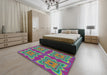 Machine Washable Transitional Emerald Green Rug in a Bedroom, wshpat804