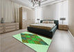 Patterned Green Rug in a Bedroom, pat805grn