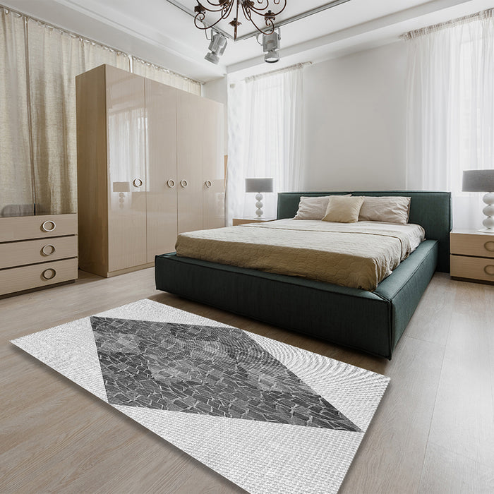 Patterned Smokey Gray Rug in a Bedroom, pat805gry