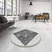 Round Patterned Smokey Gray Rug in a Office, pat805gry