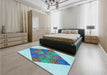Patterned Steel Blue Rug in a Bedroom, pat805lblu