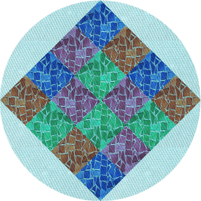 Square Patterned Steel Blue Rug, pat805lblu