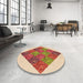 Round Patterned Red Rug in a Office, pat805org