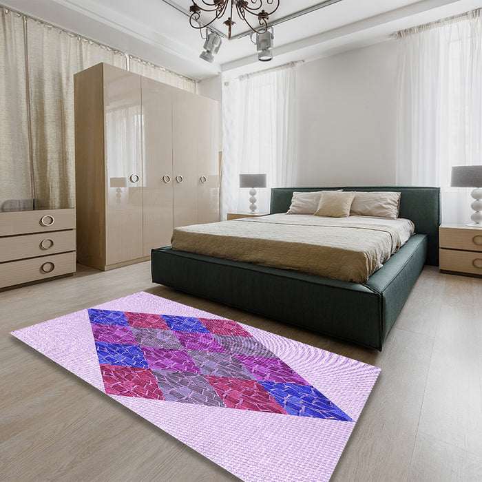 Patterned Blossom Pink Rug in a Bedroom, pat805pur