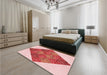 Patterned Deep Rose Pink Rug in a Bedroom, pat805rd