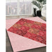 Machine Washable Transitional Deep Rose Pink Rug in a Family Room, wshpat805rd