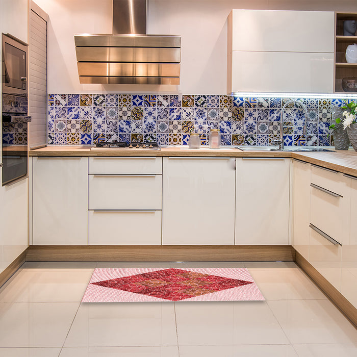 Patterned Deep Rose Pink Rug in a Kitchen, pat805rd