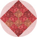 Square Patterned Deep Rose Pink Rug, pat805rd