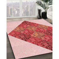 Patterned Deep Rose Pink Rug, pat805rd