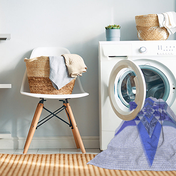 Machine Washable Transitional Blue Rug in a Washing Machine, wshpat806blu