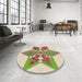 Round Patterned Khaki Gold Rug in a Office, pat806brn