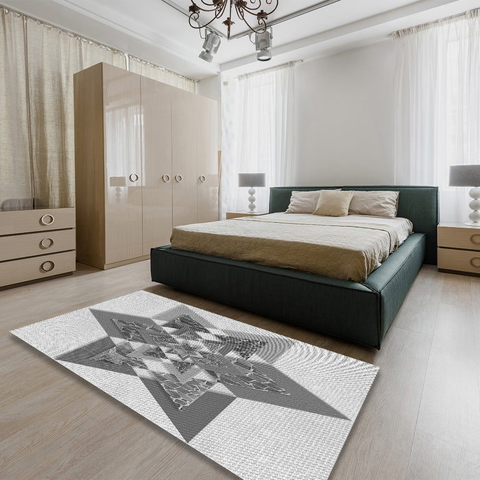 Patterned Platinum Gray Rug in a Bedroom, pat806gry