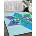 Patterned Blue Rug in Family Room, pat806lblu