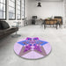 Round Patterned Blossom Pink Rug in a Office, pat806pur