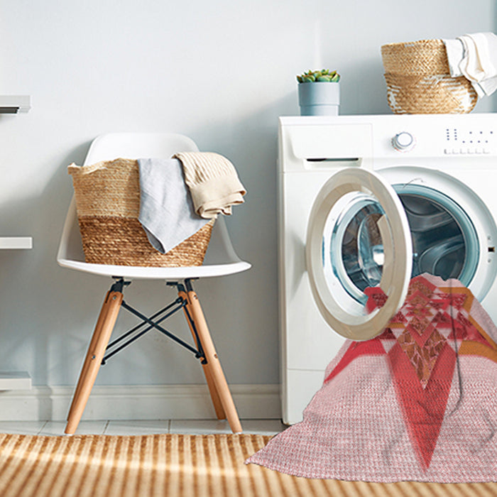 Machine Washable Transitional Deep Rose Pink Rug in a Washing Machine, wshpat806rd