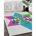 Patterned Mint Green Novelty Rug in Family Room, pat806