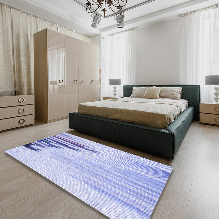 Patterned Blue Rug in a Bedroom, pat807blu