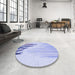 Round Patterned Blue Rug in a Office, pat807blu