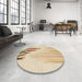 Round Patterned Khaki Gold Rug in a Office, pat807brn