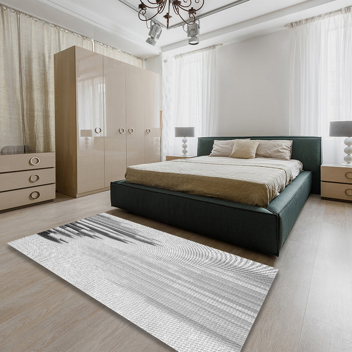 Patterned Gunmetal Gray Rug in a Bedroom, pat807gry