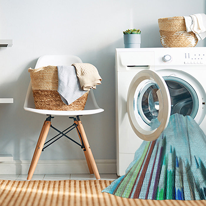 Machine Washable Transitional Blue Rug in a Washing Machine, wshpat807lblu