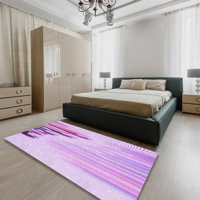 Patterned Purple Rug in a Bedroom, pat807pur