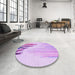 Round Patterned Purple Rug in a Office, pat807pur