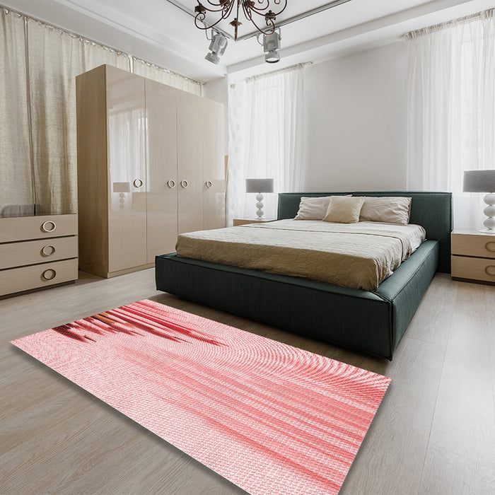 Round Machine Washable Transitional Pink Rug in a Office, wshpat807rd