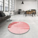 Round Patterned Pink Rug in a Office, pat807rd