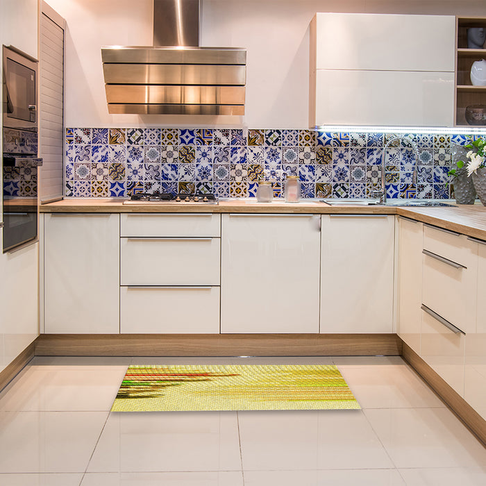 Patterned Yellow Rug in a Kitchen, pat807yw