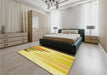 Patterned Yellow Rug in a Bedroom, pat807yw