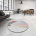 Round Patterned Platinum Gray Novelty Rug in a Office, pat807