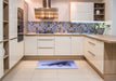 Patterned Slate Blue Rug in a Kitchen, pat808blu